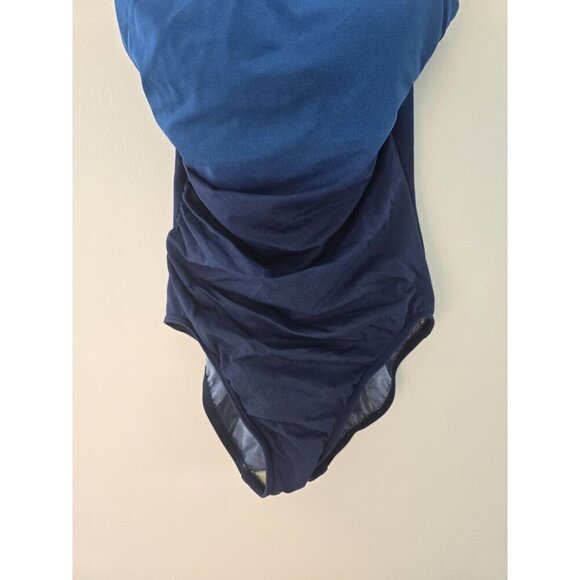 Lands End Blue Ombre Wireless Padded Cups One Piece Swimwear Beach Swimsuit 6 S - Picture 3 of 8